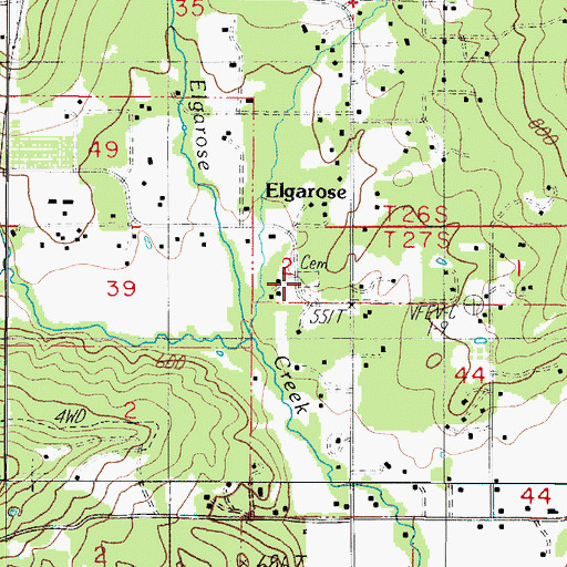 Topographic Map of Eden Cemetery, OR