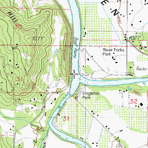 Topographic Map of River Forks County Park, OR