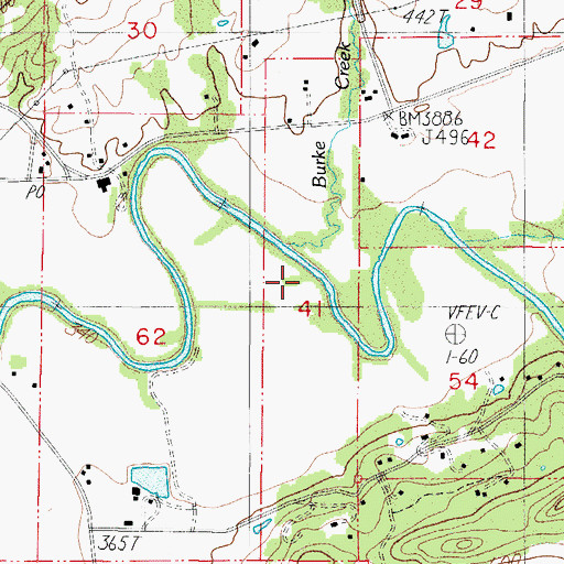 Topographic Map of Burke Creek, OR