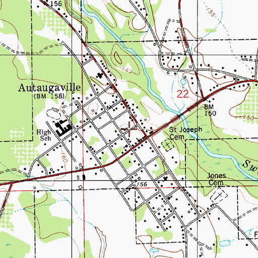 Topographic Map of Autaugaville, AL