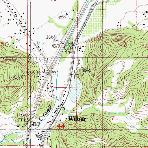 Topographic Map of Wilbur Cemetery, OR