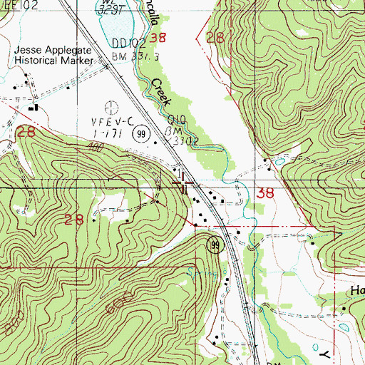 Topographic Map of Devore (historical), OR