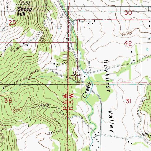 Topographic Map of Cold Creek, OR
