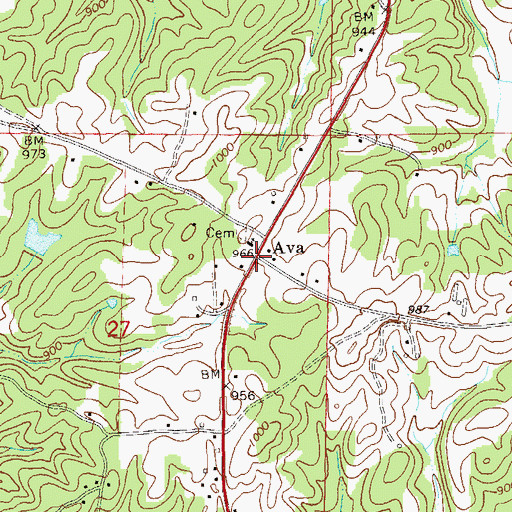 Topographic Map of Ava, AL