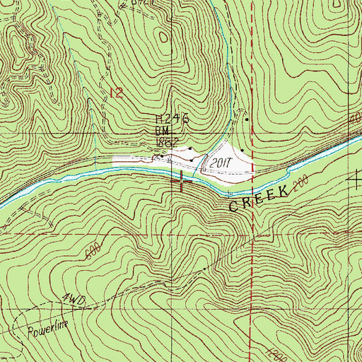 Topographic Map of Green Creek, OR