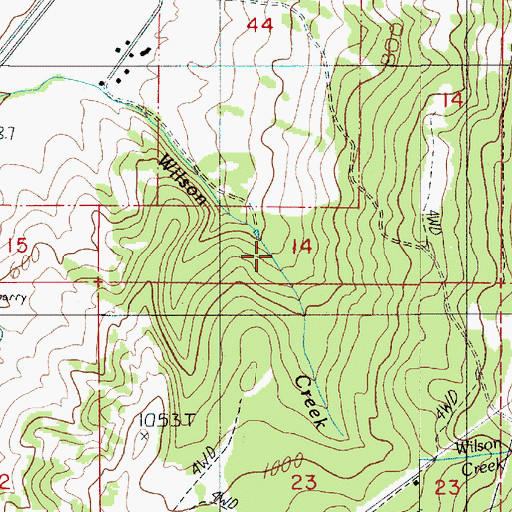 Topographic Map of North Fork Wilson Creek, OR