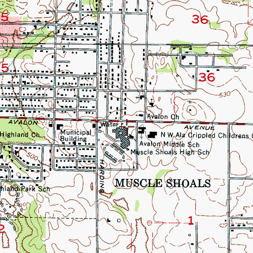 Topographic Map of Avalon Middle School, AL
