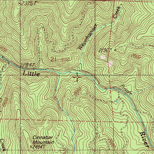 Topographic Map of Weyerhaeuser Creek, OR