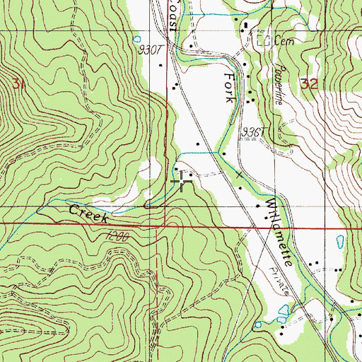 Topographic Map of Amos (historical), OR
