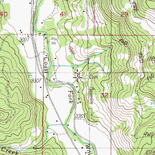 Topographic Map of Bemis Cemetery, OR