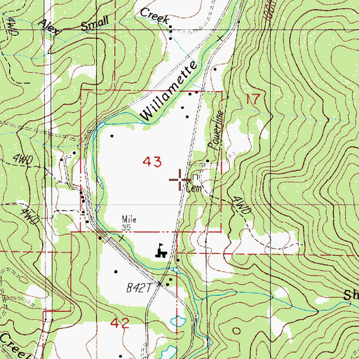 Topographic Map of Lone Pine Cemetery, OR