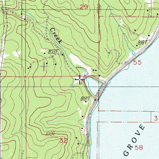 Topographic Map of Harvey Creek, OR