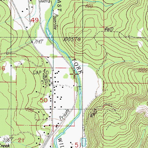 Topographic Map of Sheldon Creek, OR