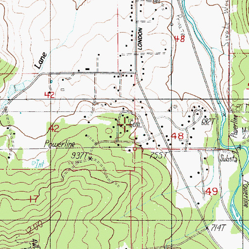 Topographic Map of Taylor - Lane Cemetery, OR