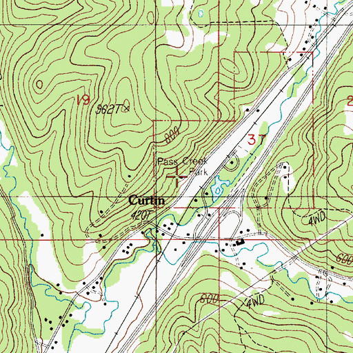 Topographic Map of Pass Creek County Park, OR