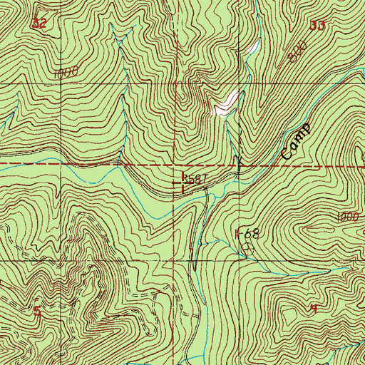 Topographic Map of Buck Creek, OR