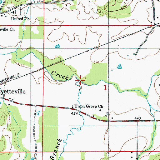 Topographic Map of Averett Branch, AL