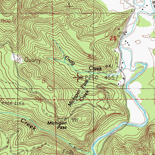 Topographic Map of Michigan Pass Creek, OR