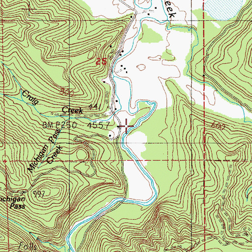 Topographic Map of Craig Creek, OR