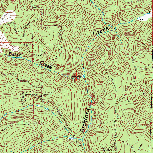 Topographic Map of Baker Creek, OR