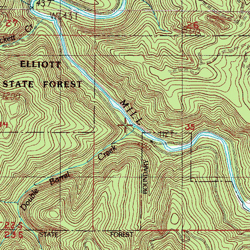 Topographic Map of Double Barrel Creek, OR