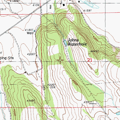 Topographic Map of Johns Waterhole, OR