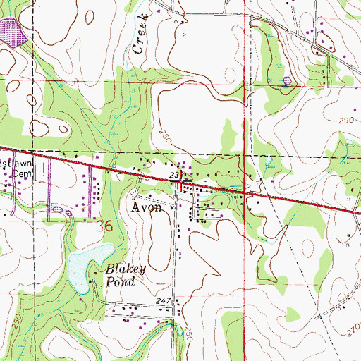 Topographic Map of Avon, AL