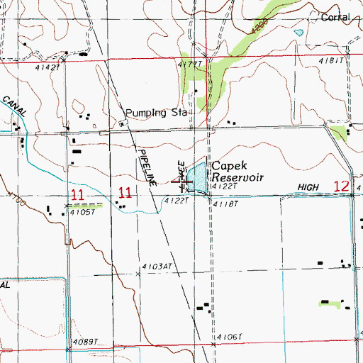 Topographic Map of Capek Reservoir, OR