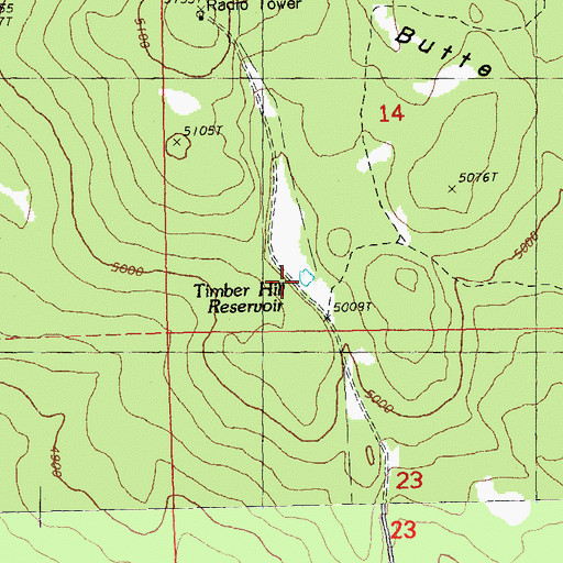 Topographic Map of Timber Hill Reservoir, OR