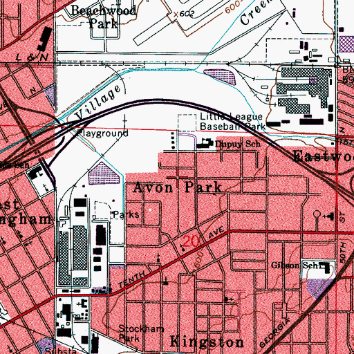 Topographic Map of Avon Park, AL
