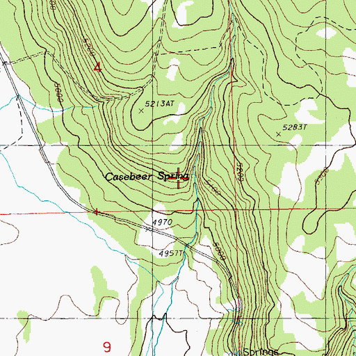Topographic Map of Casebeer Spring, OR