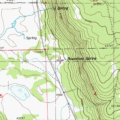 Topographic Map of Boundary Spring, OR