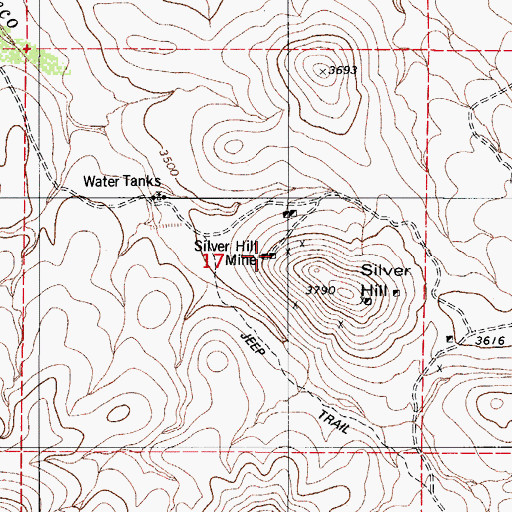 Topographic Map of Silver Hill Mine, AZ