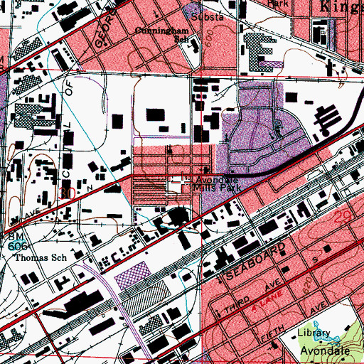 Topographic Map of Avondale Mills Park, AL