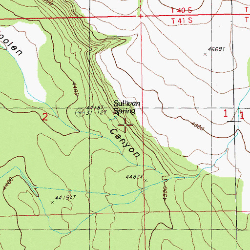 Topographic Map of Sullivan Spring, OR