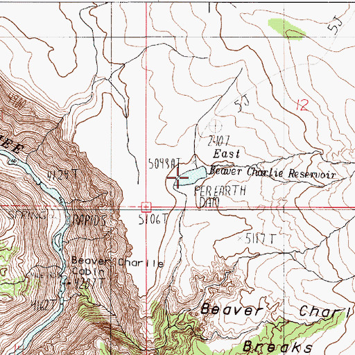 Topographic Map of East Beaver Charlie Reservoir, OR