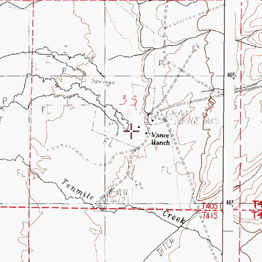 Topographic Map of Vance Ranch, OR