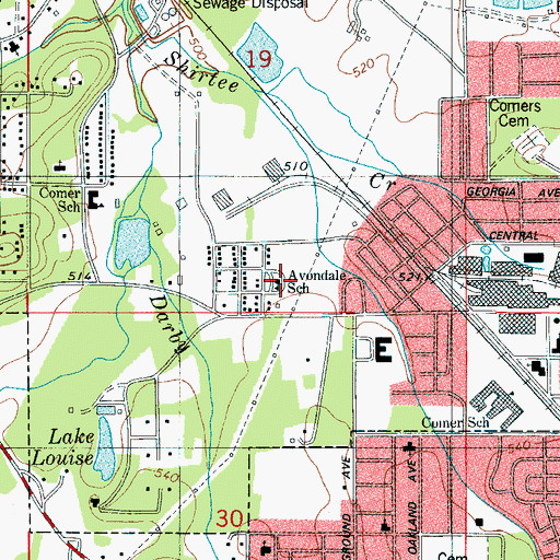 Topographic Map of Avondale School, AL