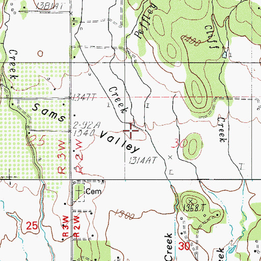 Topographic Map of Peffley Creek, OR