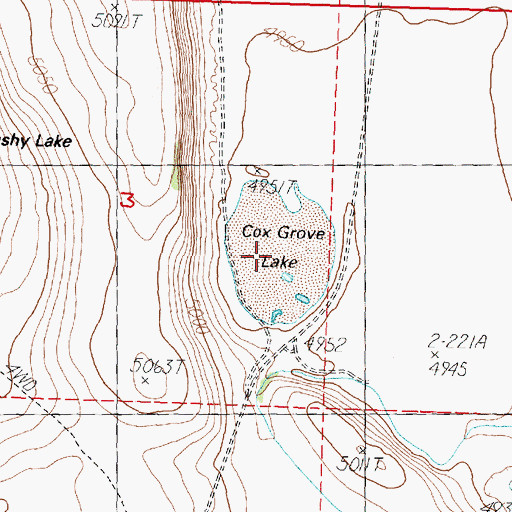 Topographic Map of Cox Grove Lake, OR