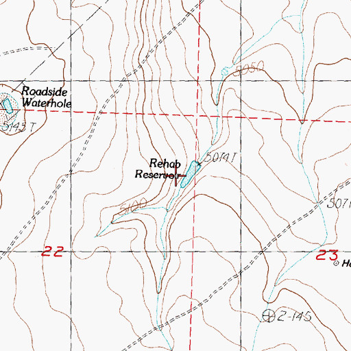Topographic Map of Rehab Reservoir, OR