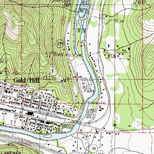 Topographic Map of Gold Hill Regional Park, OR
