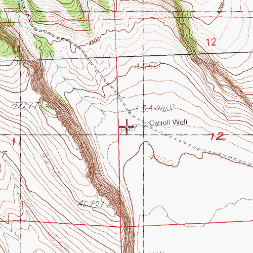 Topographic Map of Carroll Well, OR