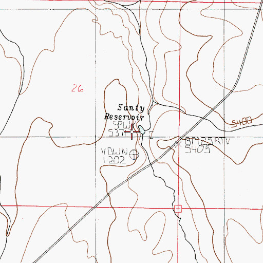 Topographic Map of Santy Reservoir, OR