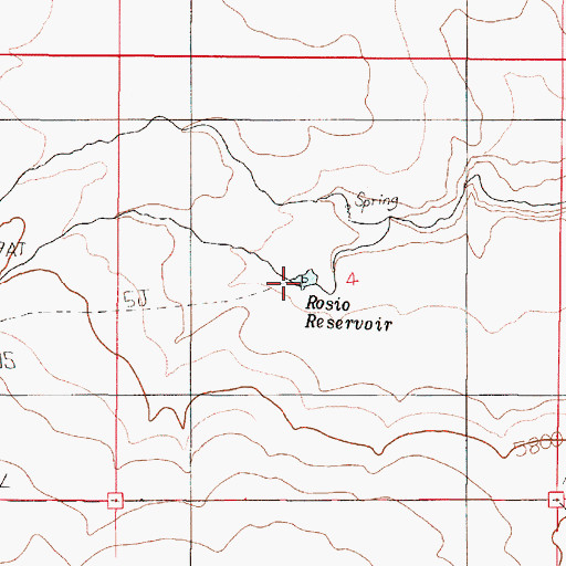 Topographic Map of Rosio Reservoir, OR