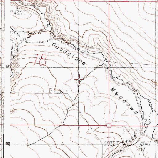 Topographic Map of Guadalupe Meadows, OR