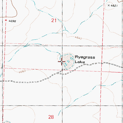 Topographic Map of Ryegrass Lake, OR