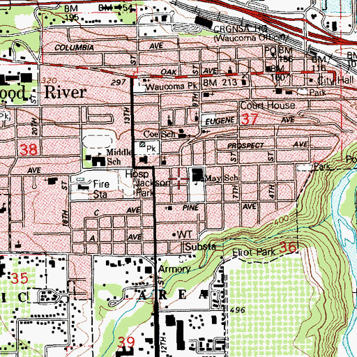 Topographic Map of May Street Elementary School, OR