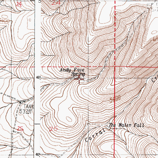 Topographic Map of Andy Five Spring, OR
