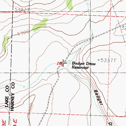 Topographic Map of Badger Draw Reservoir, OR